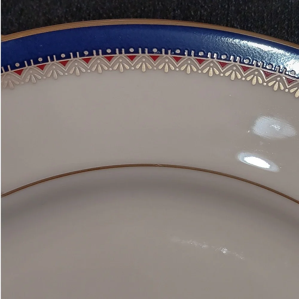 Lenox Jefferson Dinner Plate Cobalt Blue Gold Trim Fine China Made in USA 10.75